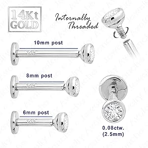 Amazon.com: 16G 14K White Gold Bezel Set 2.5mm (0.08ct